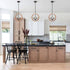 2-Light Farmhouse Chandelier Globe Wood Pendant Light